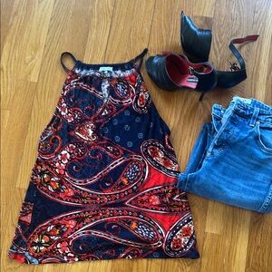 Paisley Print Sleeveless Top